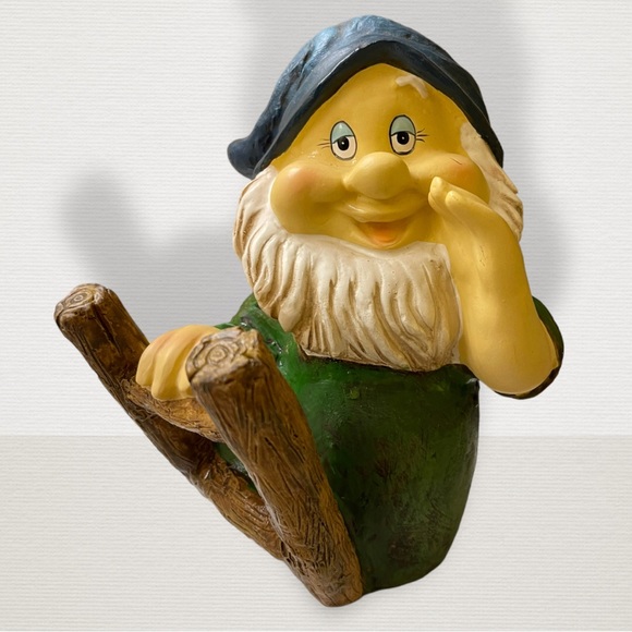 Vtg Dwarf with Ladder and Blue Hat Garden Gnome Statue Lawn Ornament Patio Décor - Picture 3 of 13